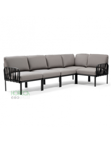 Komodo sofa szara 5 os. rama antracyt