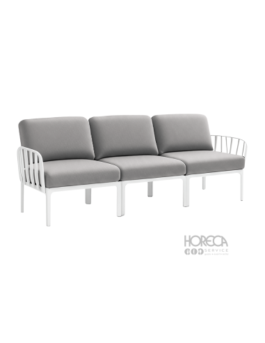 Komodo sofa szara 3 os. rama biała