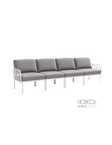 Komodo sofa szara 4 os. rama biała