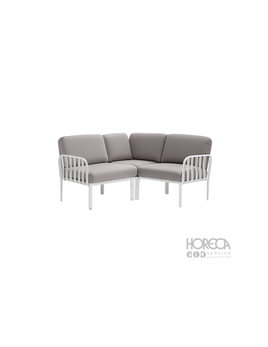 Komodo narożnik szary 3 os. rama biała